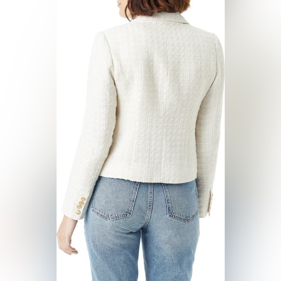 Sam Edelman Cheryl Open Front Crop Blazer in arctic wolf cream gold size XL - Picture 2 of 10